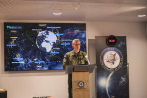 France, Toulouse, 2026-02-18. At the French space command in Toulouse, exercise SPARTEX 2026 trains allied officers to f