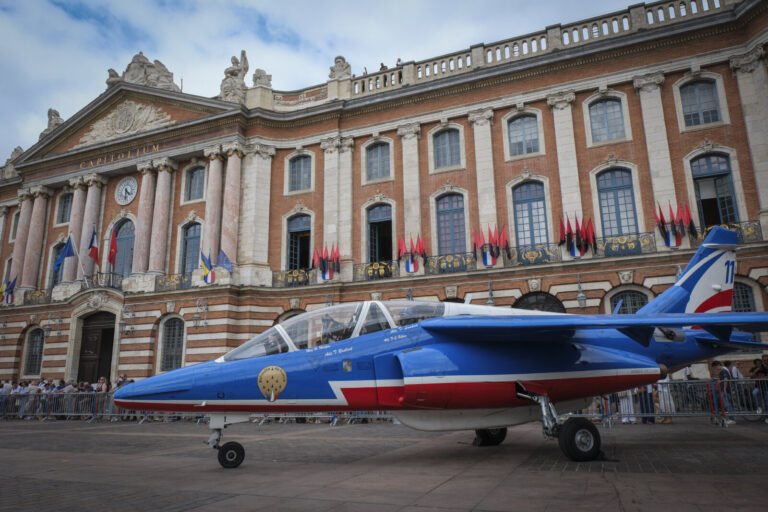 France, Toulouse, 2025-07-02. A military ceremony on the Place du Capitole in Toulouse in July 2025, marking the space d