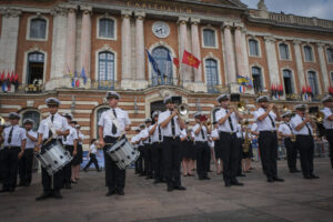 France, Toulouse, 2025-07-02. A military ceremony on the Place du Capitole in Toulouse in July 2025, marking the space d