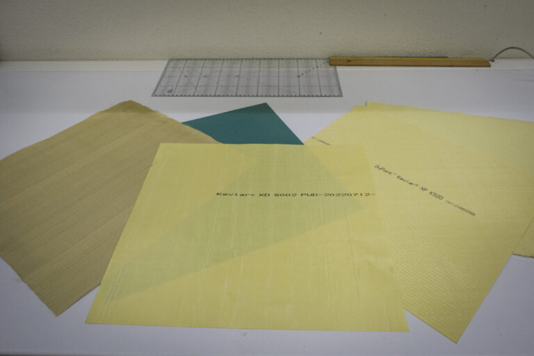 Switzerland, Geneve, 2024-04-23. In the DuPont laboratory near Geneva, Kevlar is cut, sewn and shot at to certify the bo