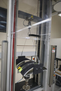 Switzerland, Geneve, 2024-04-23. In the DuPont laboratory near Geneva, Kevlar is cut, sewn and shot at to certify the bo