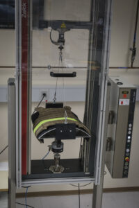 Switzerland, Geneve, 2024-04-23. In the DuPont laboratory near Geneva, Kevlar is cut, sewn and shot at to certify the bo