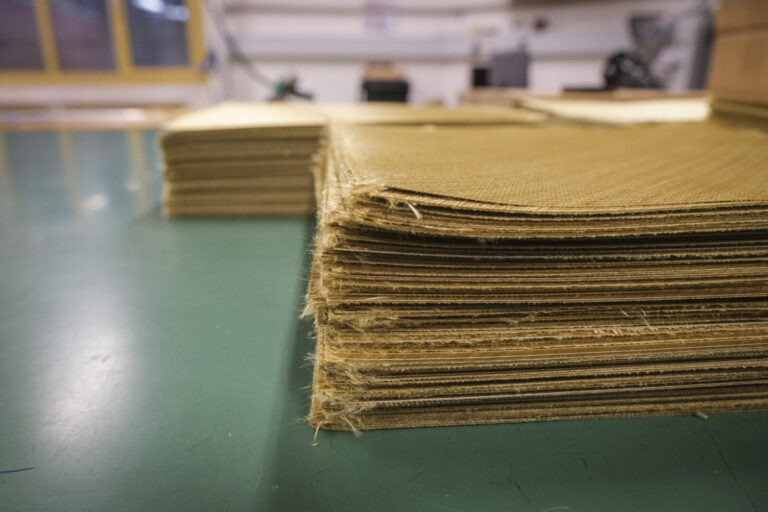 Switzerland, Geneve, 2024-04-23. In the DuPont laboratory near Geneva, Kevlar is cut, sewn and shot at to certify the bo