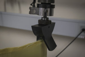 Switzerland, Geneve, 2024-04-23. In the DuPont laboratory near Geneva, Kevlar is cut, sewn and shot at to certify the bo