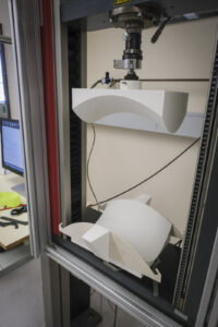 Switzerland, Geneve, 2024-04-23. In the DuPont laboratory near Geneva, Kevlar is cut, sewn and shot at to certify the bo