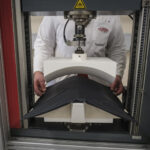 Switzerland, Geneve, 2024-04-23. In the DuPont laboratory near Geneva, Kevlar is cut, sewn and shot at to certify the bo