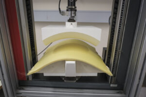 Switzerland, Geneve, 2024-04-23. In the DuPont laboratory near Geneva, Kevlar is cut, sewn and shot at to certify the bo