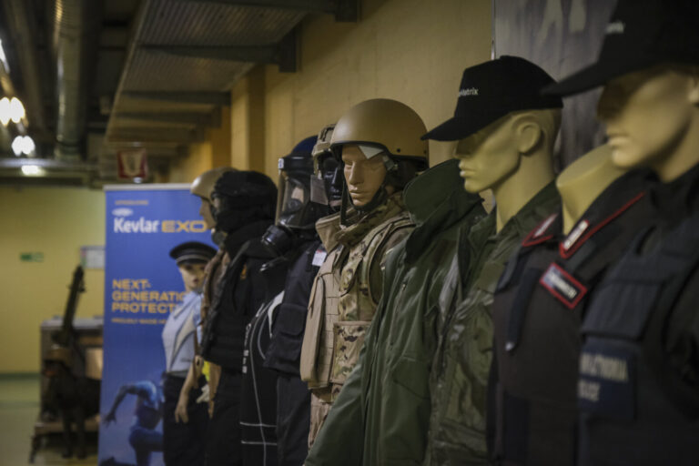 Switzerland, Geneve, 2024-04-23. In the DuPont laboratory near Geneva, Kevlar is cut, sewn and shot at to certify the bo