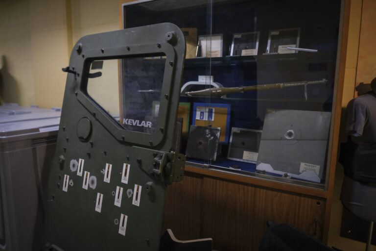 Switzerland, Geneve, 2024-04-23. In the DuPont laboratory near Geneva, Kevlar is cut, sewn and shot at to certify the bo