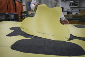 Switzerland, Geneve, 2024-04-23. In the DuPont laboratory near Geneva, Kevlar is cut, sewn and shot at to certify the bo