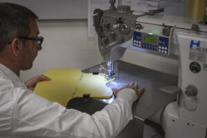 Switzerland, Geneve, 2024-04-23. In the DuPont laboratory near Geneva, Kevlar is cut, sewn and shot at to certify the bo