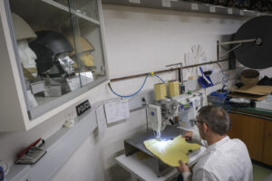 Switzerland, Geneve, 2024-04-23. In the DuPont laboratory near Geneva, Kevlar is cut, sewn and shot at to certify the bo