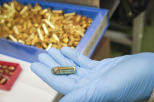 Switzerland, Geneve, 2024-04-23. In the DuPont laboratory near Geneva, Kevlar is cut, sewn and shot at to certify the bo