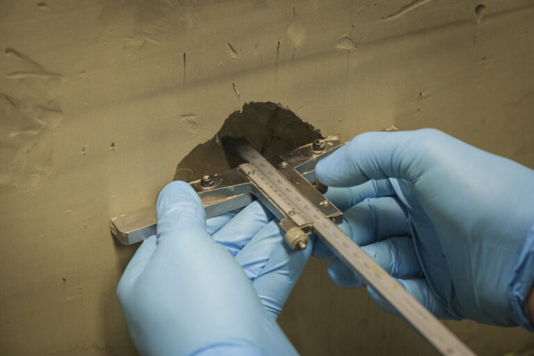 Switzerland, Geneve, 2024-04-23. In the DuPont laboratory near Geneva, Kevlar is cut, sewn and shot at to certify the bo