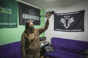 Ukraine, Pavlograd, 2026-04-24. A young woman drone pilot of an unmanned systems battalion of the Ukrainian army, at her
