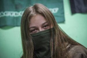 Ukraine, Pavlograd, 2026-04-24. A young woman drone pilot of an unmanned systems battalion of the Ukrainian army, at her