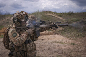 Ukraine, Pavlograd, 2026-04-24. Operators of the Omega special forces regiment of the Ukrainian National Guard train on
