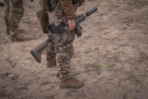 Ukraine, Pavlograd, 2026-04-24. Operators of the Omega special forces regiment of the Ukrainian National Guard train on