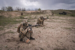 Ukraine, Pavlograd, 2026-04-24. Operators of the Omega special forces regiment of the Ukrainian National Guard train on
