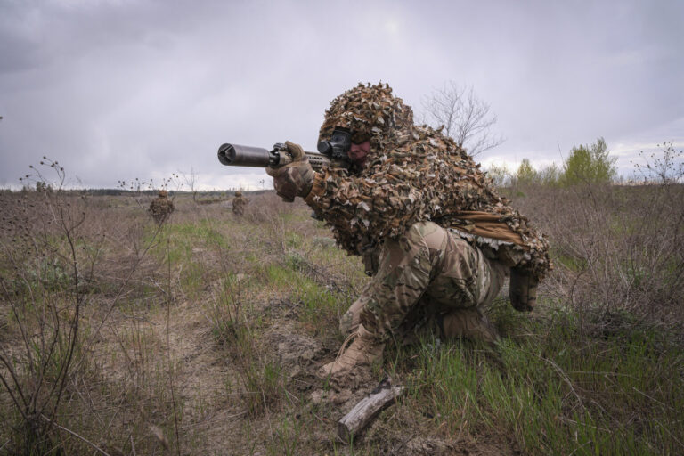 Ukraine, Pavlograd, 2026-04-24. Operators of the Omega special forces regiment of the Ukrainian National Guard train on 