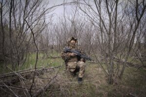 Ukraine, Pavlograd, 2026-04-24. Operators of the Omega special forces regiment of the Ukrainian National Guard train on 