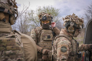 Ukraine, Pavlograd, 2026-04-24. Operators of the Omega special forces regiment of the Ukrainian National Guard train on