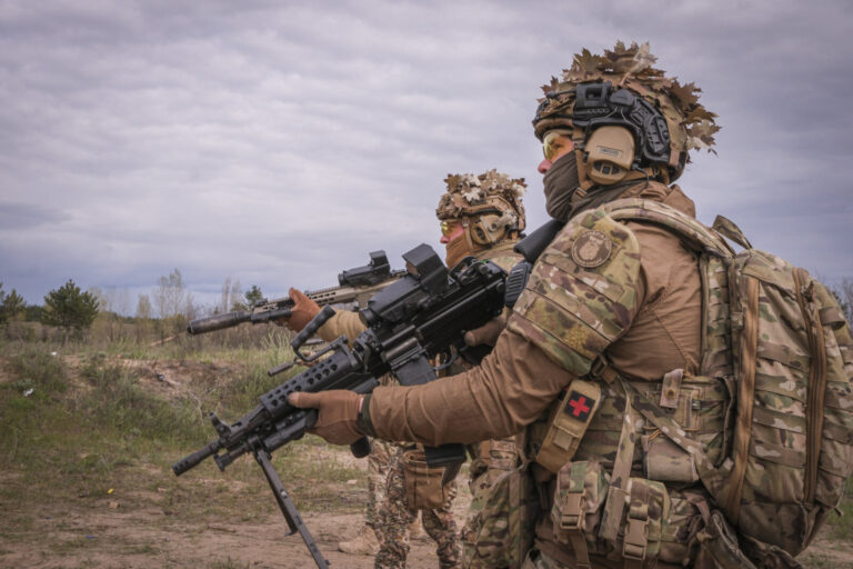Ukraine, Pavlograd, 2026-04-24. Operators of the Omega special forces regiment of the Ukrainian National Guard train on 
